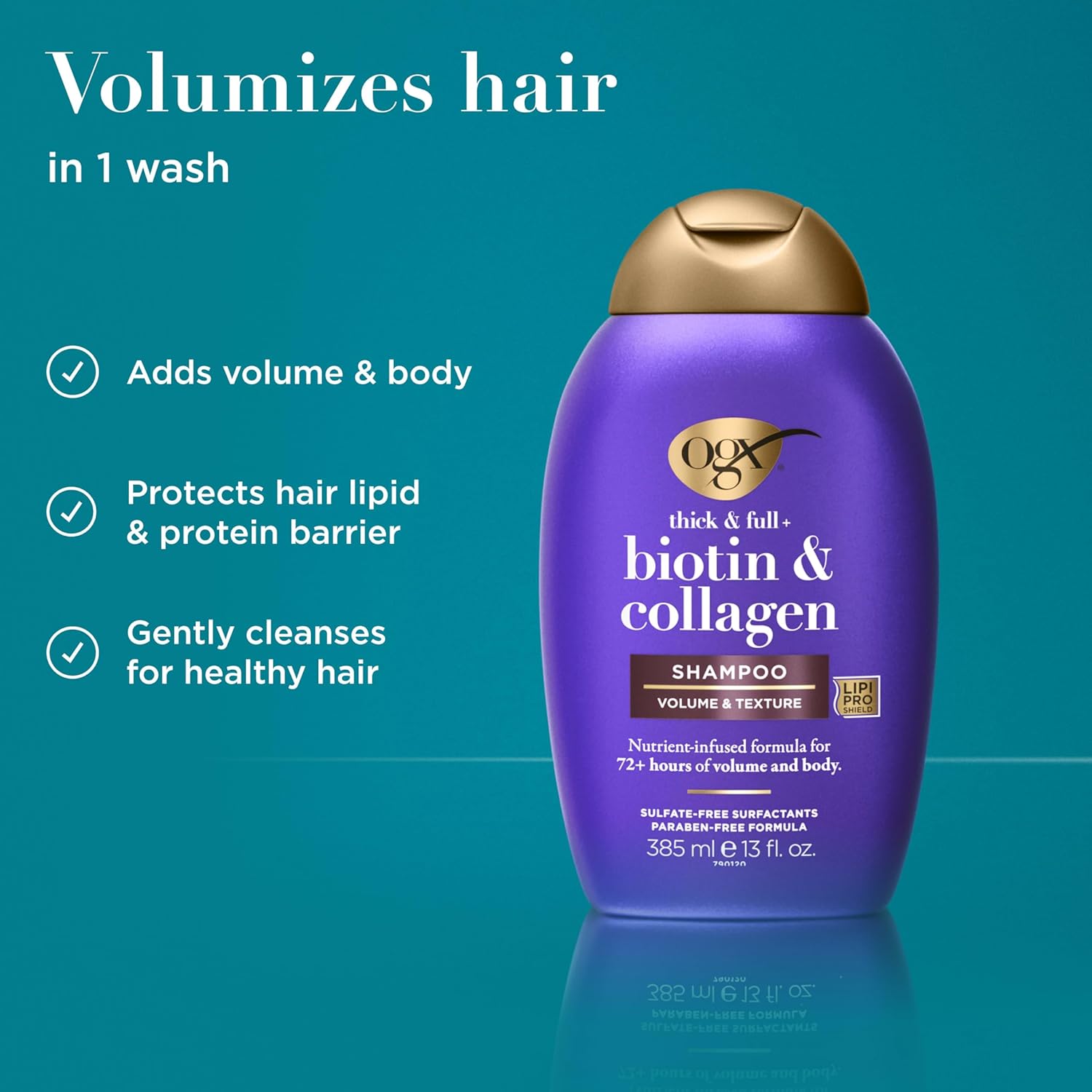 OGX Biotin & Collagen Volumizing Shampoo, 13 oz - Image 2