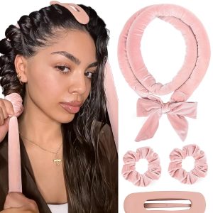 Yanibest Pink Heatless Hair Curling Set