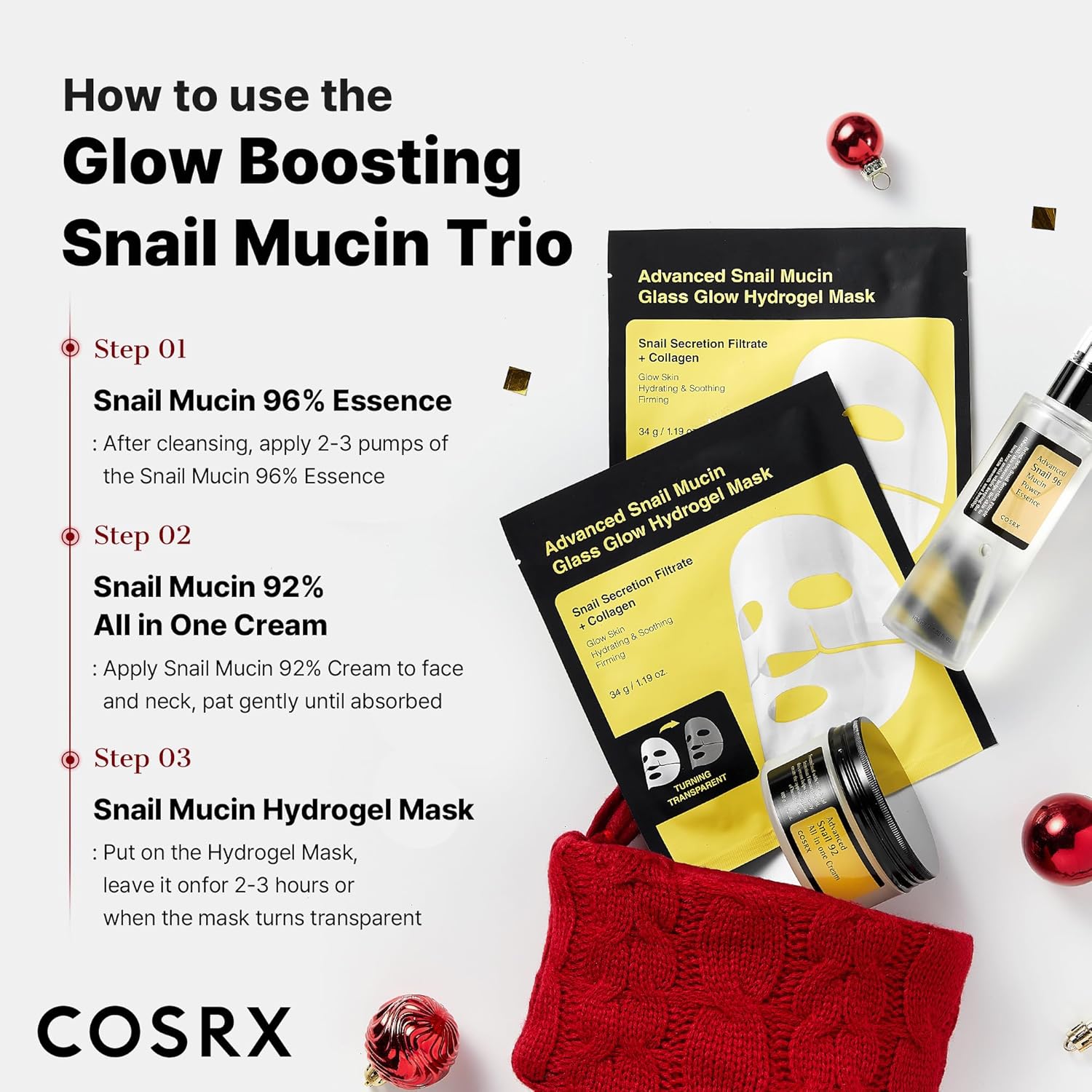 COSRX Snail Mucin Repairing Serum & Skincare Set - Image 4